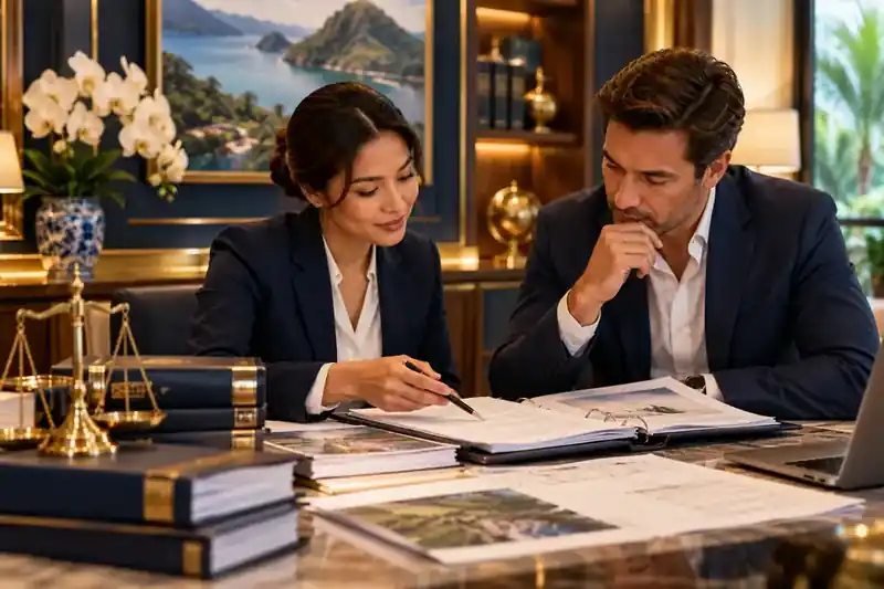 Lawyer reviewing a land title deed